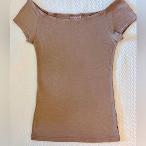 Michael Stars Y2K Off Shoulder Top OSFA Fitted Stretch Knit Tee